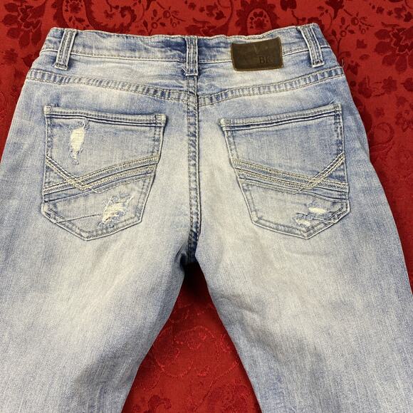 BKE Jeans Mens 30x29'' Short Bootleg Aiden Distressed Blue Denim Cowboy - Picture 13 of 16